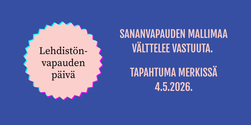 Teksti: Maailman lehdistönvapauden päivä. Tapahtuma Merkissä 4.5.2026 klo 17-19.