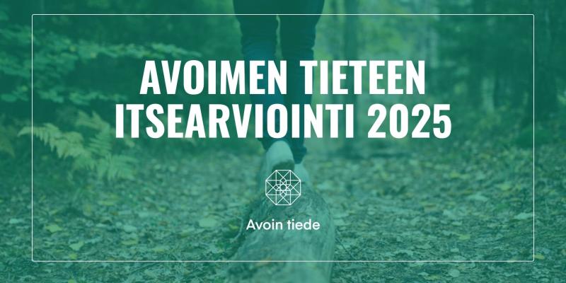 Kuvituskuva, jonka edessä on teksti: Avoimen tieteen itsearviointi 2025. 