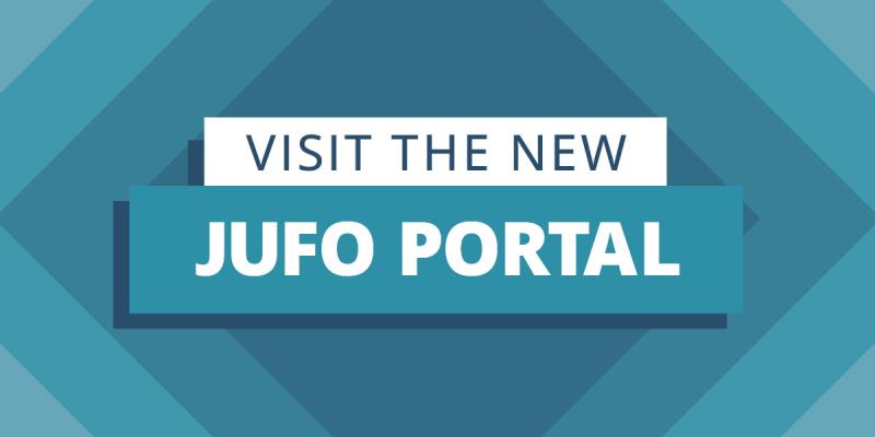 Decorative image with a text: "Visit the new JUFO portal".