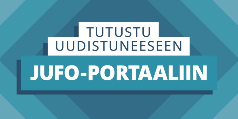 Kuvituskuva, jossa teksti "Tutustu uudistuneeseen JUFO-portaaliin".