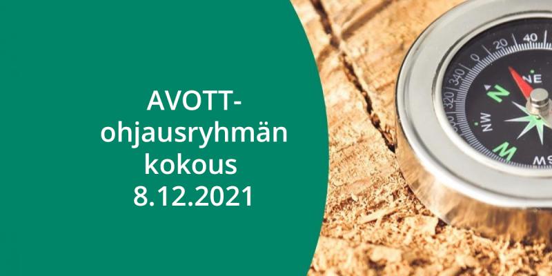Kompassi, jonka vieressä teksti AVOTT-ohjausryhmän kokous 8.12.2021