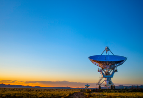 Gray satellite disk on a field