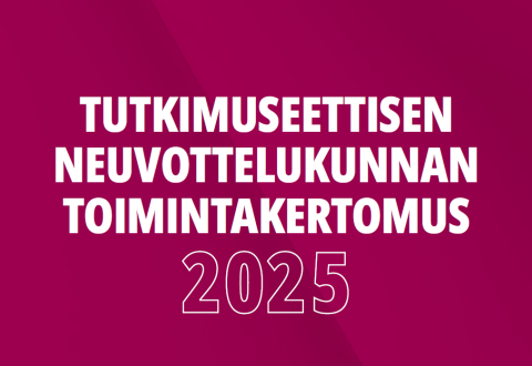 yksityiskohta toimintakertomuksen kannesta. kuvassa on toimintakertomuksen 2025 otsikko